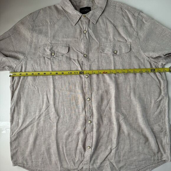Lucky Brand Shirt Mens Size XL Short Sleeve Snap Button Linen Blend Beige NWT - Picture 4 of 15